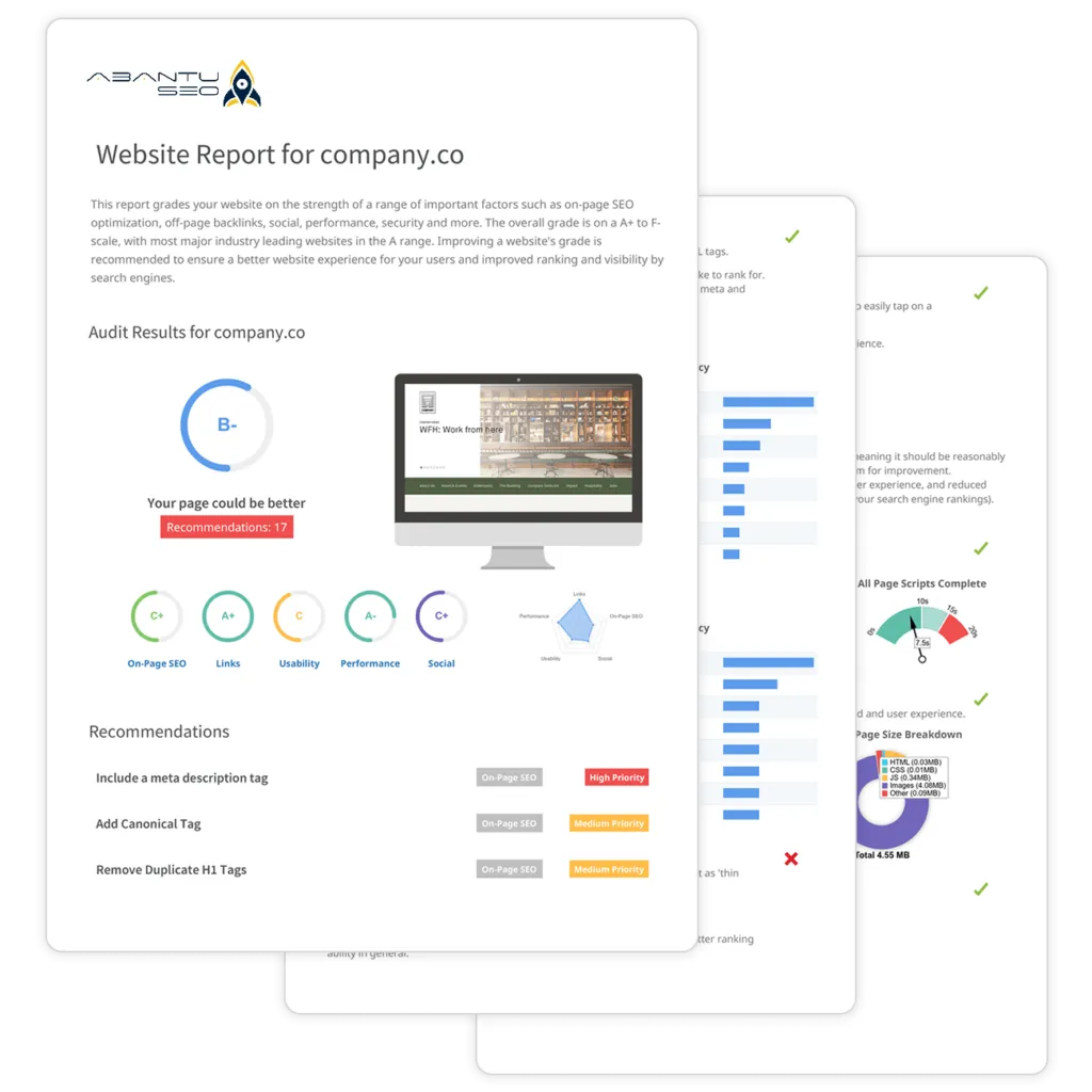 Free Site Audit report samples.  