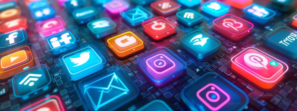 a striking visual of a glowing digital globe surrounded by vibrant social media icons, symbolizing the dynamic landscape of online reputation management in a crisp, high-contrast setting.